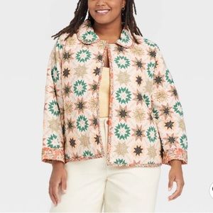 (XXL)- Universal Thread Women's Quilted Button-Front Jacket - Cream Star